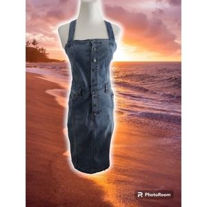 William Rast Juniors Women's Blue Serena Denim Jean Dress Snap Front Size Medium